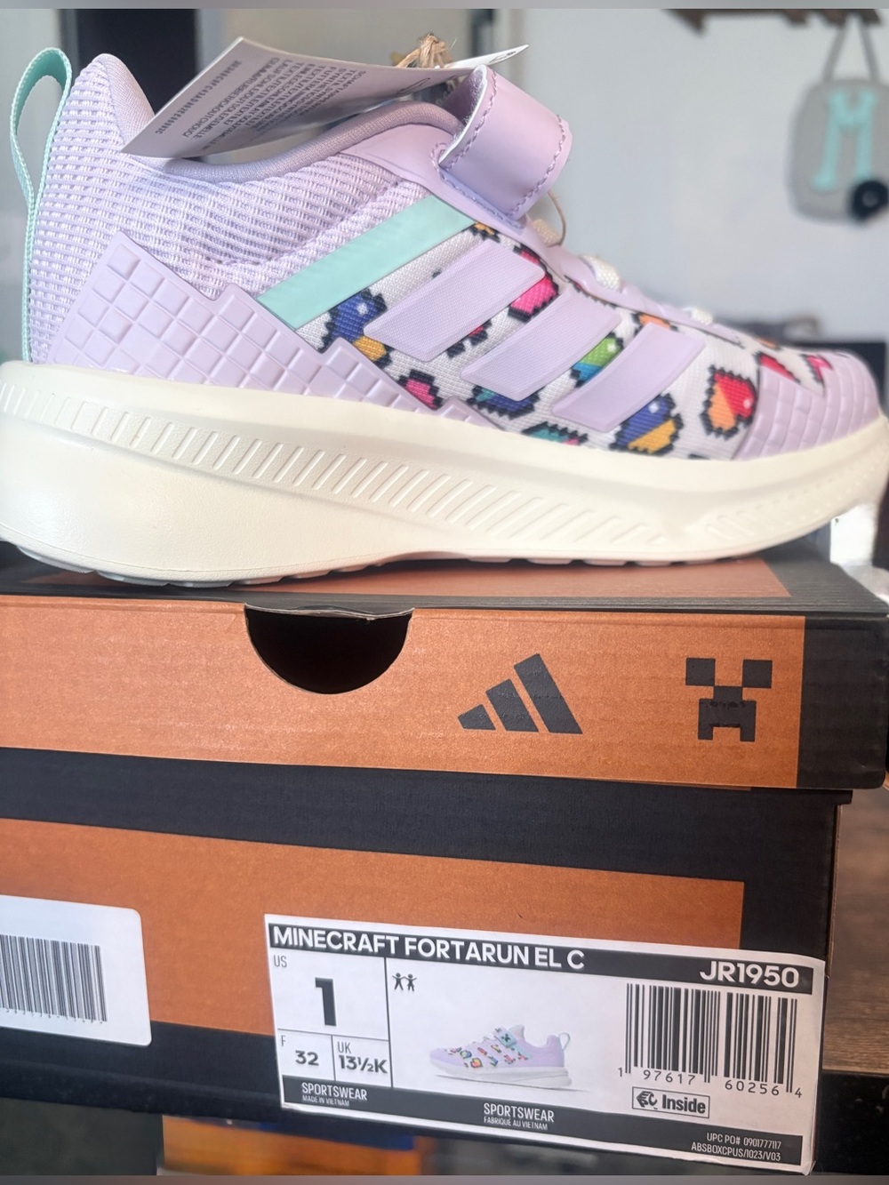 adidas Kids Lavender and Mint Pixel-Accent Sneakers